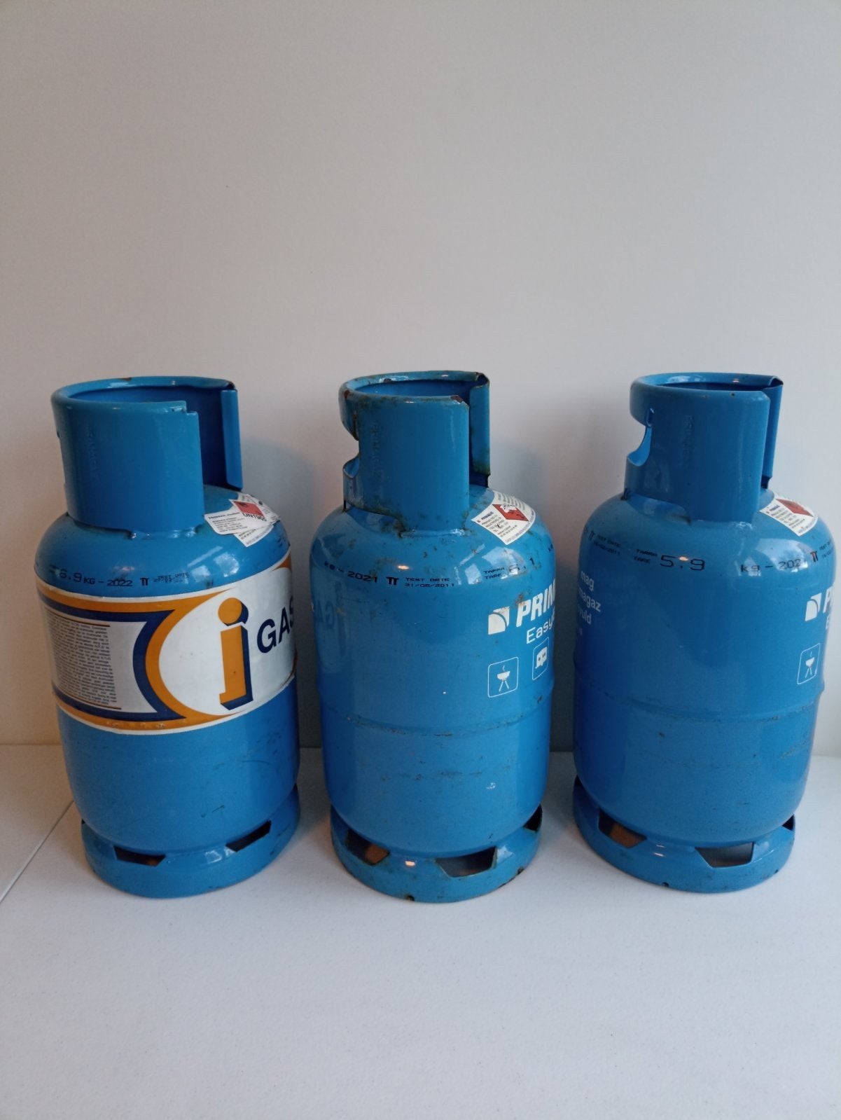 3x Primagaz EasyBlue gasflessen (leeg), Ophalen of Verzenden, Gebruikt