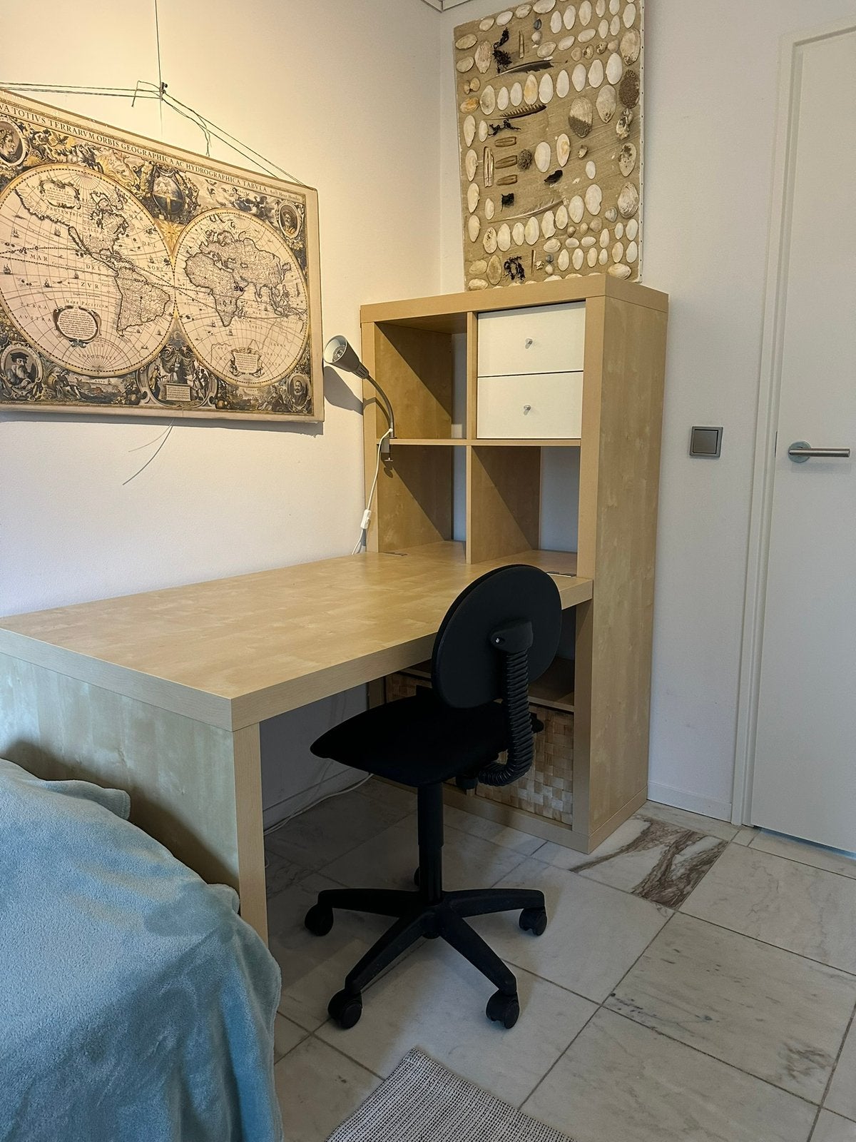 IKEA Expedit berken vakkenkast met bureau en ladeblok, Ophalen, Zo goed als nieuw