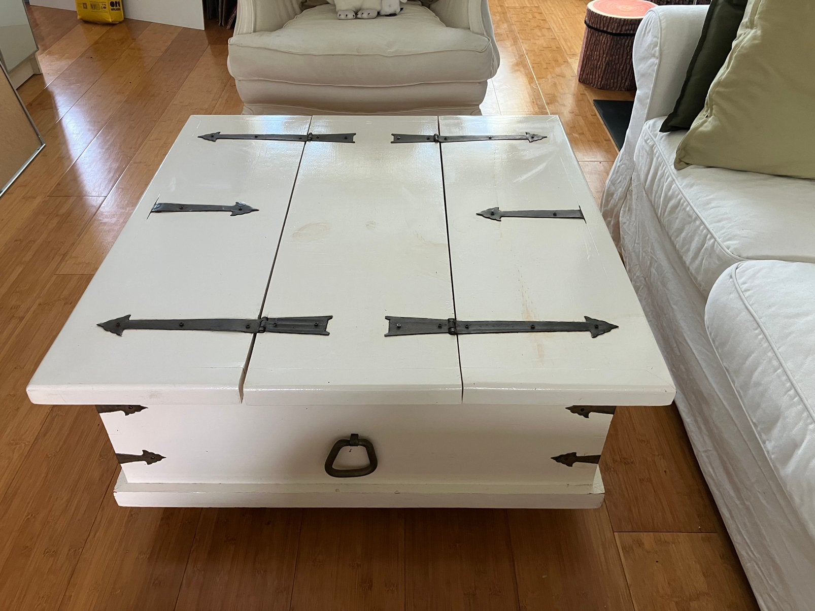 Mooie eikenhouten salontafel-kist., Ophalen, 50 tot 100 cm, 50 tot 100 cm, Zo goed als nieuw