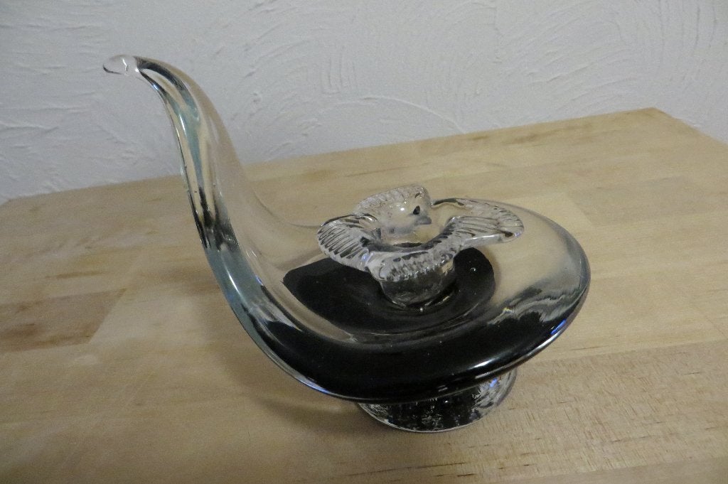 Vintage zwaar glazen kandelaar. Aparte vorm met een soort, Ophalen of Verzenden, Glas