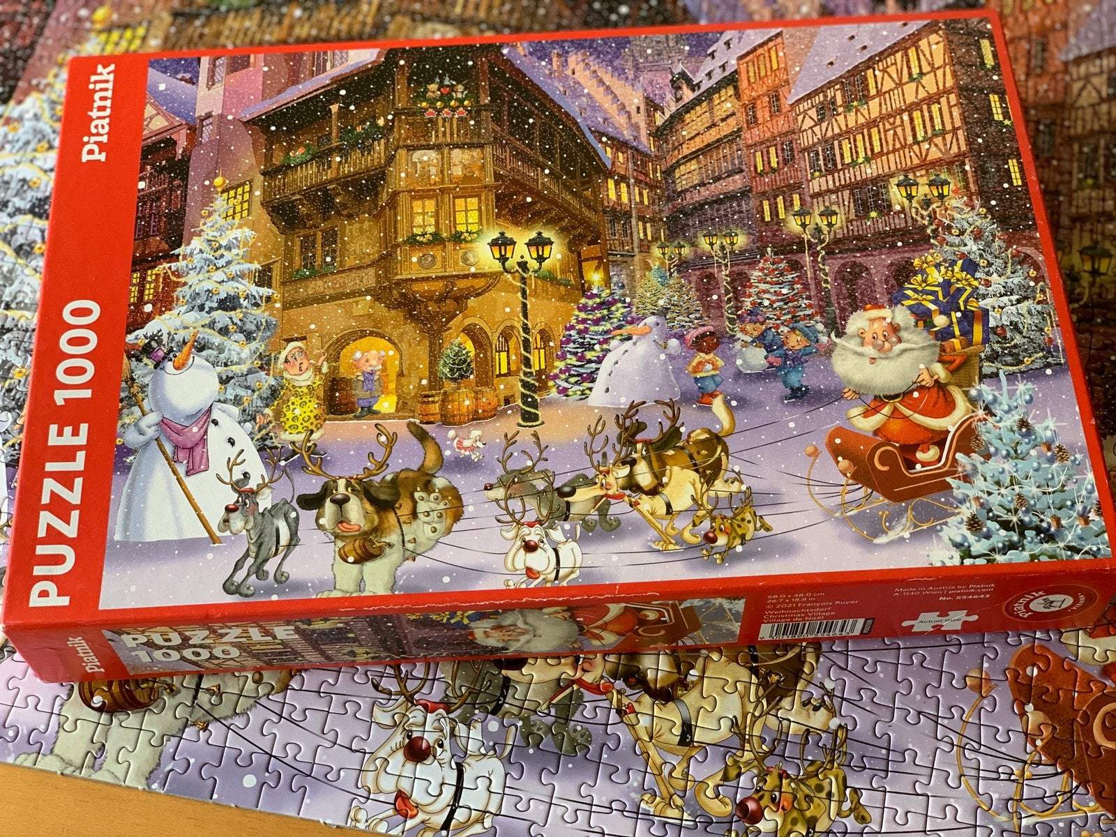 Piatnik kerstpuzzel 1000 stukjes.Christmas Village, Hobby en Vrije tijd, Denksport en Puzzels, Ophalen of Verzenden, 500 t/m 1500 stukjes
