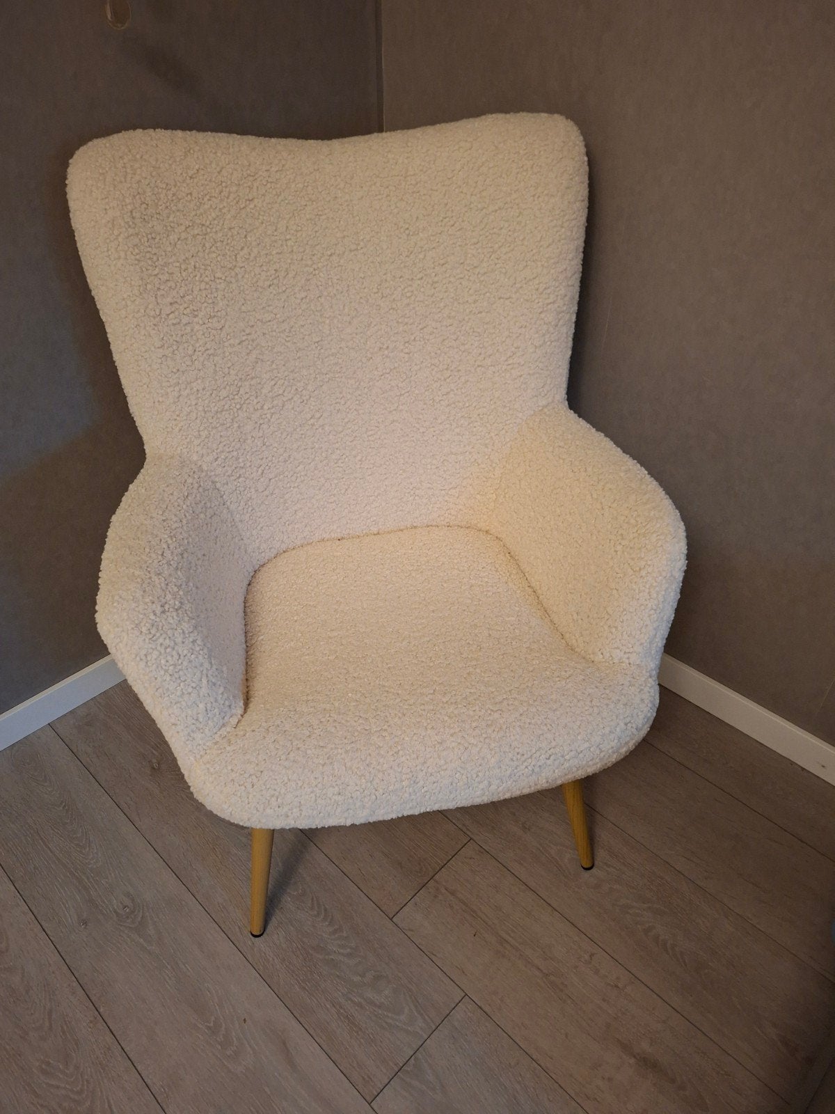 Off-white teddy fauteuil - B72 x H98 x D80 cm, Huis en Inrichting, Ophalen, Zo goed als nieuw
