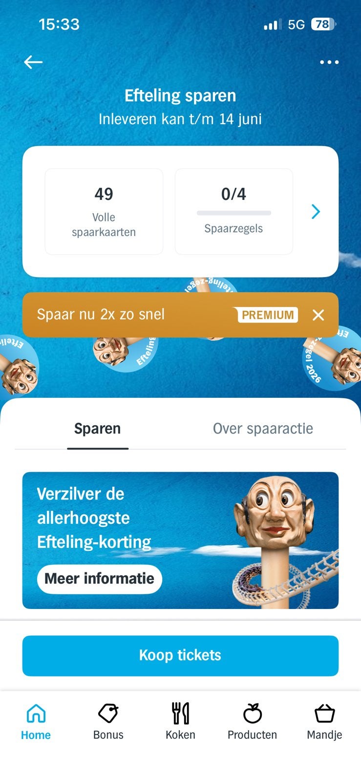 Efteling zegels, Eén persoon, Kortingsbon, Pretpark