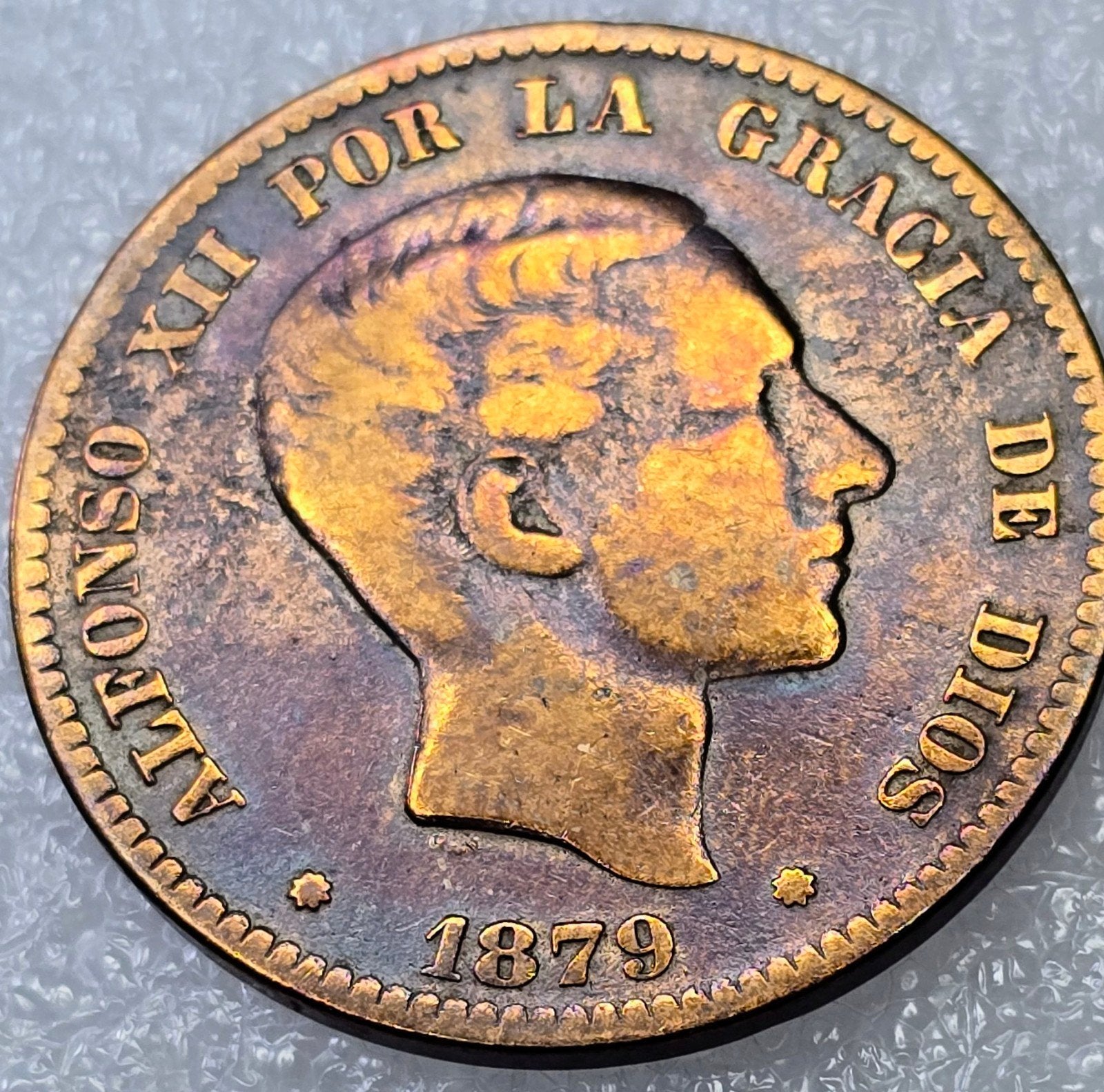 Spanje 10 Centimos 1879 Alfonso XII, Postzegels en Munten, Ophalen of Verzenden, Overige landen, Losse munt
