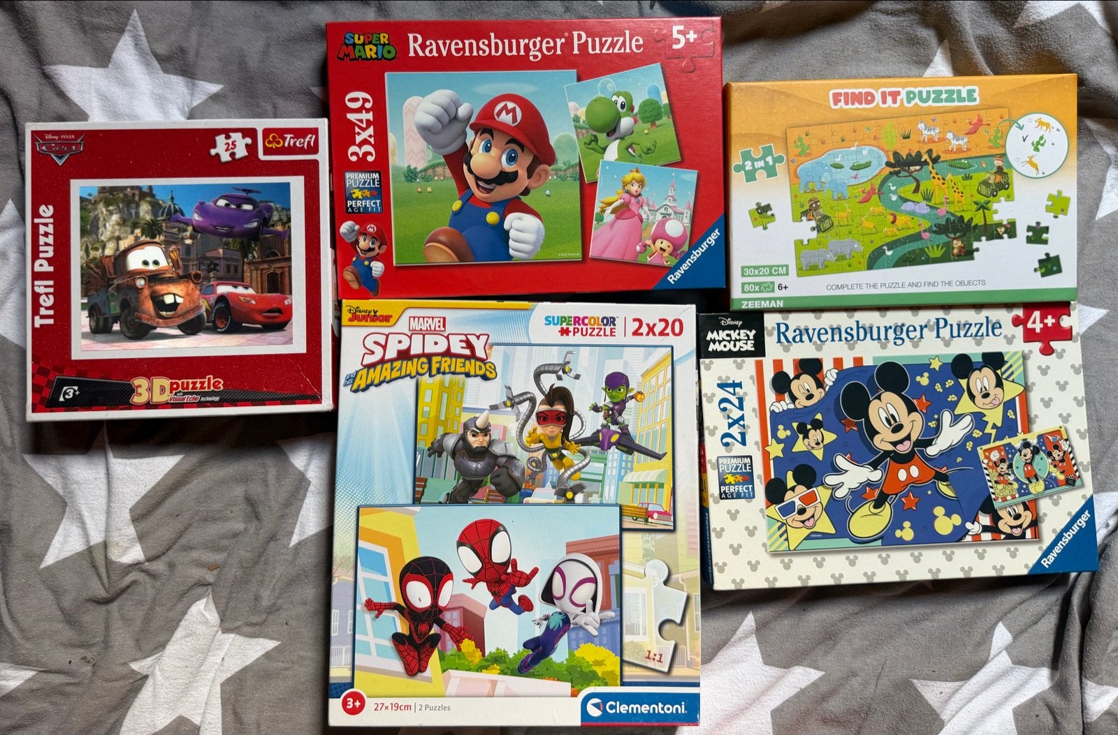 Diverse Puzzels: Super Mario, Cars, Spidey, Mickey Mouse, Kinderen en Baby's, Speelgoed | Kinderpuzzels, Ophalen, 10 tot 50 stukjes