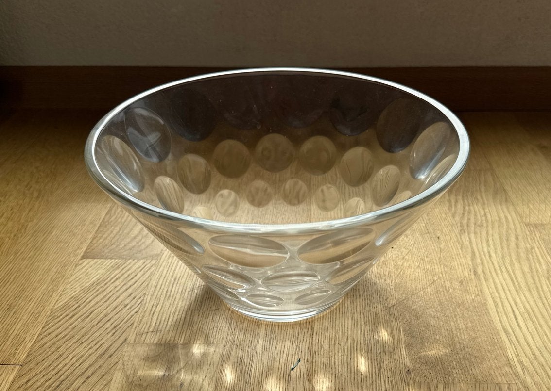 Grote vintage glazen schaal met bubbel reliëf, Ophalen