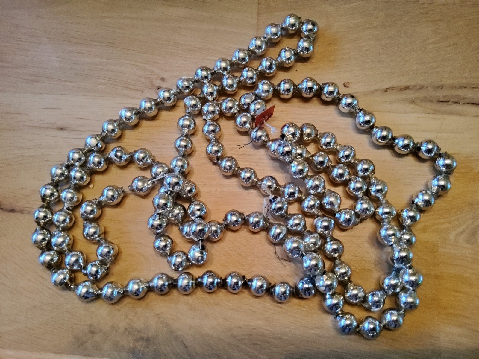 Antiek glazen zilveren kerstboom kralenketting, Ophalen of Verzenden, Gebruikt