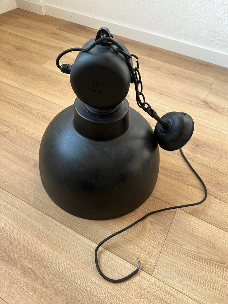 Industriele Hanglamp HK Living Metaal Mat Zwart Fabriekslamp, Huis en Inrichting, Lampen | Hanglampen, Zo goed als nieuw, Minder dan 50 cm