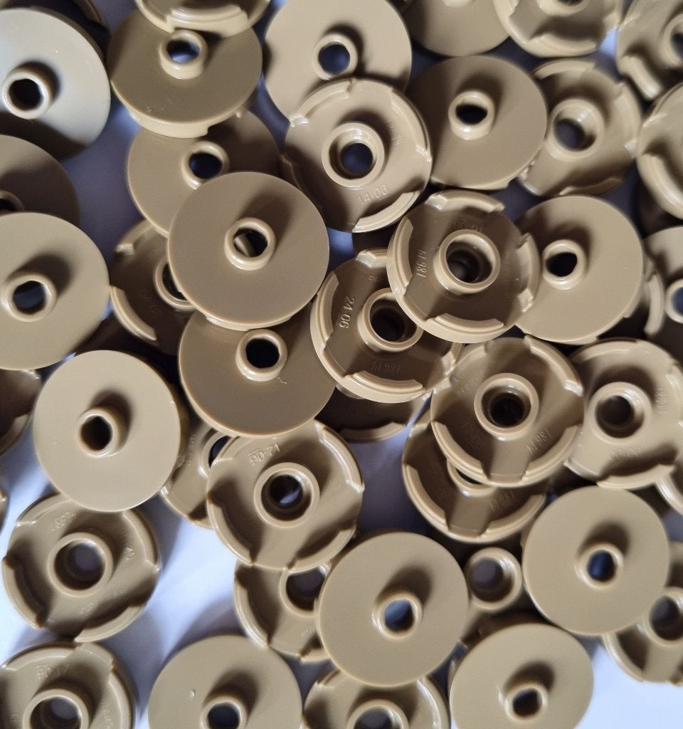 Lego 2x2 round tile (jumper), Dark tan (per 50), Ophalen of Verzenden, Nieuw, Losse stenen, Lego