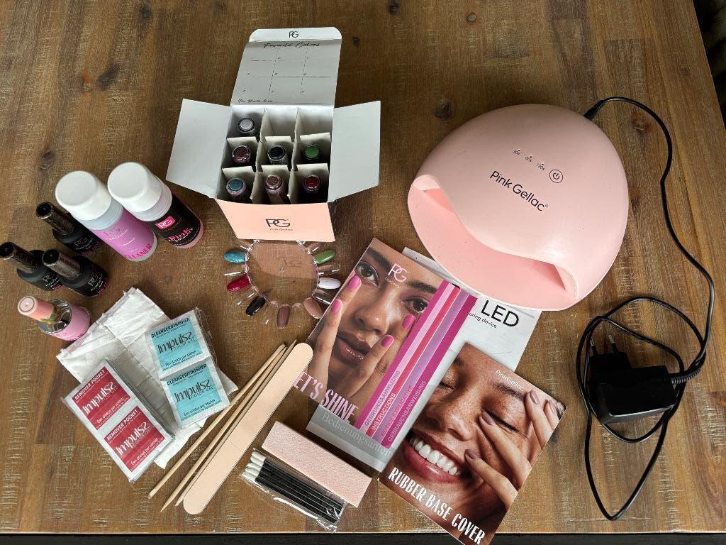 Pink gellac set met Pro led en 7 kleuren, Overige kleuren, Ophalen of Verzenden, Zo goed als nieuw, Handen en Nagels