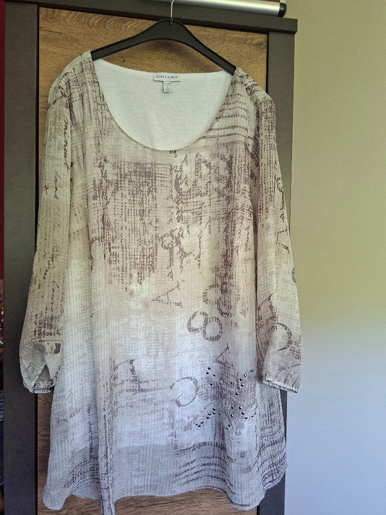 Dames blouse - maat M - beige, bruin, Kleding | Dames, Maat 38/40 (M), Meerkleurig, GINA Laura, Ophalen of Verzenden