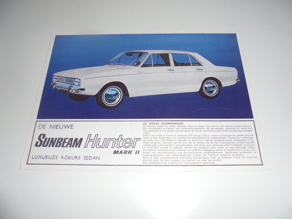 brochure Sunbeam Hunter Mk II, Ophalen of Verzenden, Nieuw, Overige merken