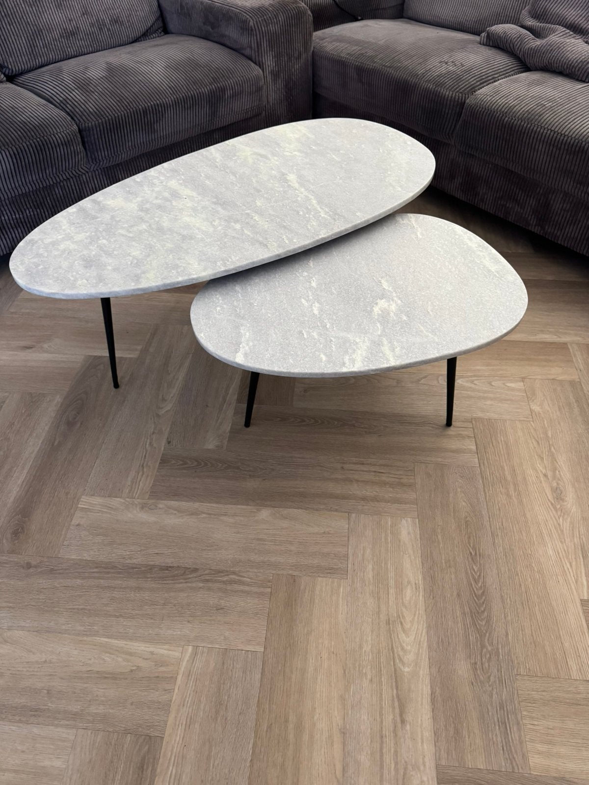 Goossens ovaal marmer salontafel, Ophalen, Zo goed als nieuw, Ovaal, 50 tot 100 cm