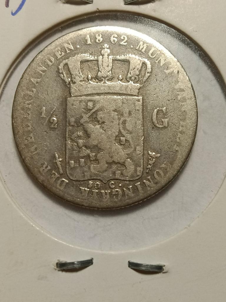 Halve gulden 1862 Willem drie, Ophalen of Verzenden, Koning Willem III, ½ gulden, Zilver