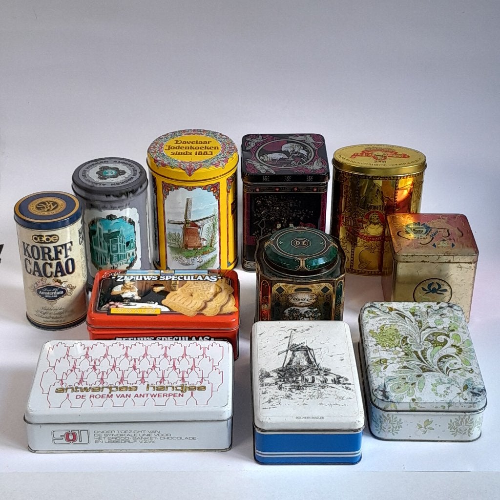 11 vintage reclame blikken (in 1 koop), Verzamelen, Ophalen of Verzenden, Gebruikt, Overige