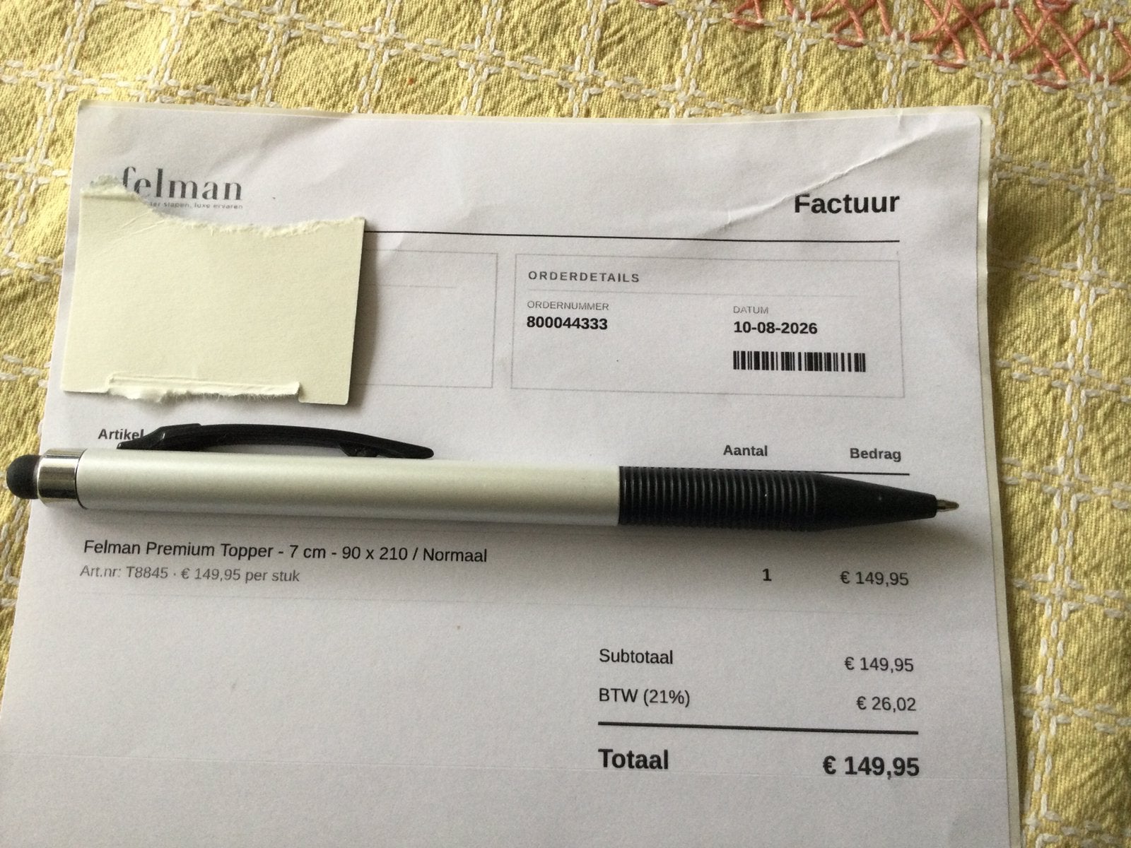 nieuwe felman topper, Ophalen, Nieuw