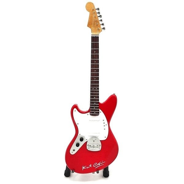Kurt Cobain Nirvana rode miniatuur gitaar van hout 25cm deco, Info@deconoord.nl, Deco Noord, Nieuw, Ophalen of Verzenden