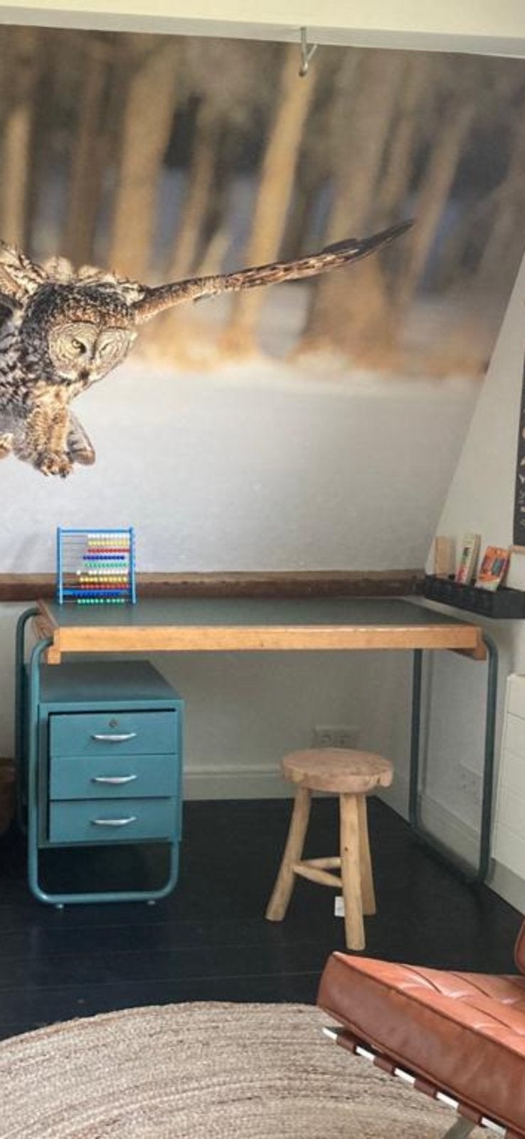 Vintage bureau industrieel, Gebruikt, Met lades, Metaal, Kinderbureau