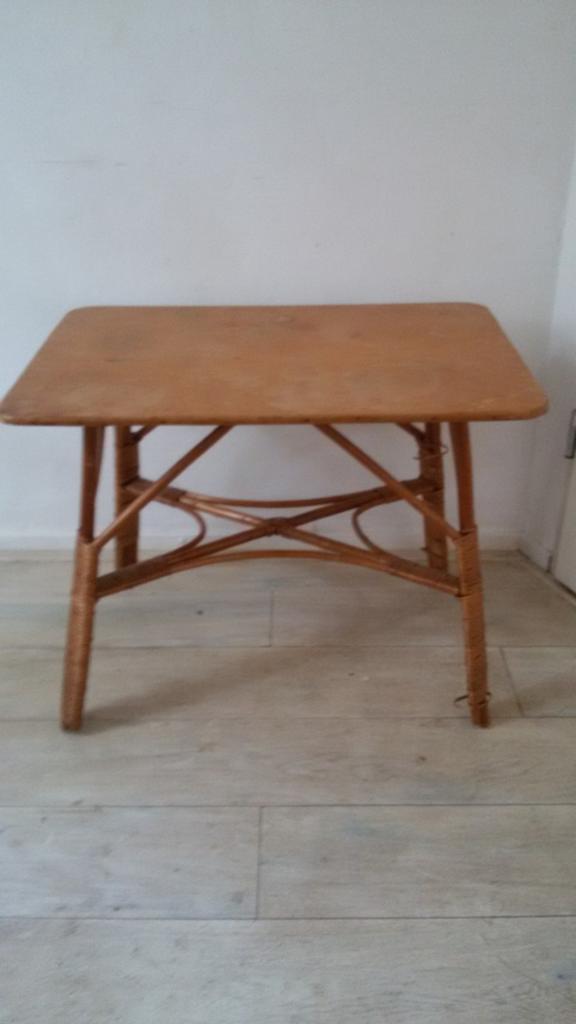 bijzettafel sidetable vintage retro antiek riet rotan, Gebruikt, 50 tot 100 cm, Ophalen of Verzenden, 25 tot 50 cm