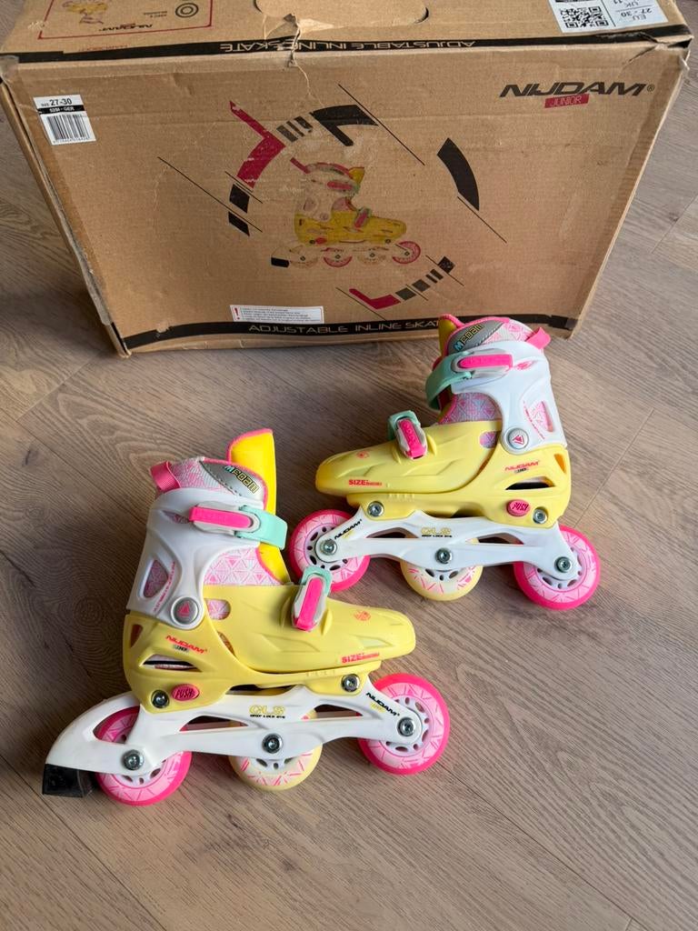 Inline Skate Nijdam Junior Girls Yellow Bird Geel Roze, Kinderen en Baby's, Speelgoed | Buiten | Rolschaatsen, Verstelbaar, Kinderen