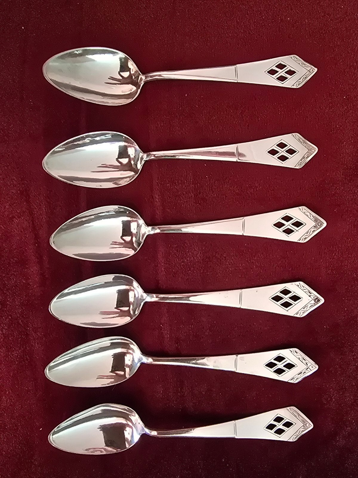 6 zilveren lepeltjes Art Deco/ Art Nouveau, Antiek en Kunst, Antiek | Goud en Zilver, Ophalen of Verzenden