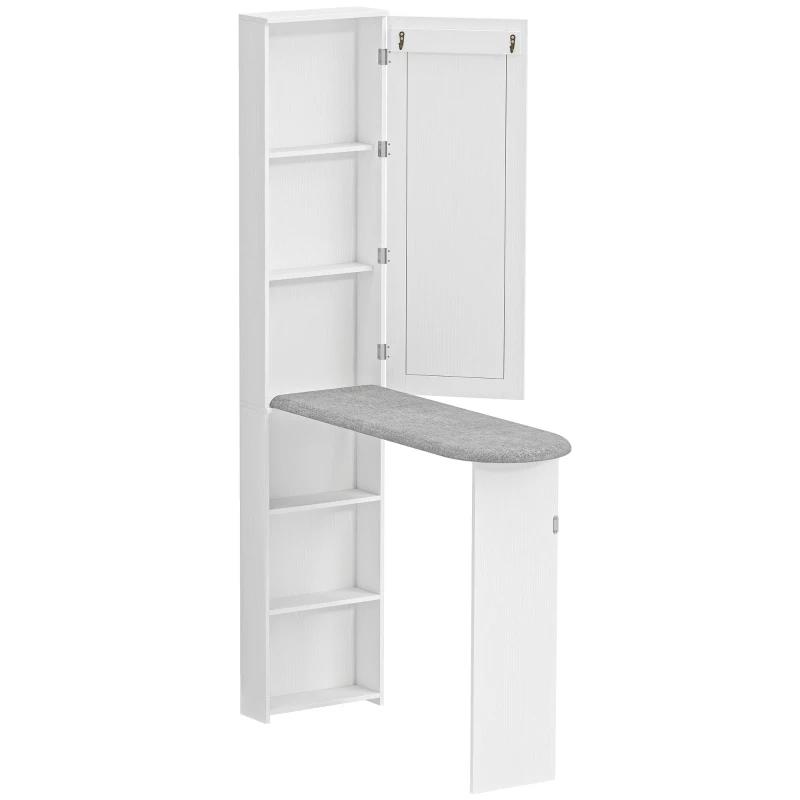 Strijkkast met spiegel en opbergruimte - Wit NIEUW, Minder dan 50 cm, Nieuw, Ophalen of Verzenden, Minder dan 25 cm