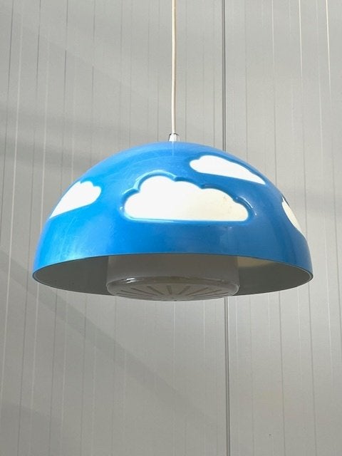Skojig wolkenlamp Henrik Preutz jaren 90 hanglamp blauw, Huis en Inrichting, Kunststof, Gebruikt, Jaren 90, .