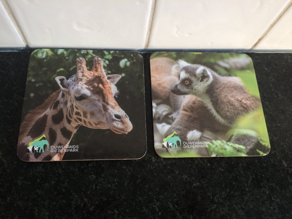 2 onderzetters Giraffe en Ringstaartmaki - ouwehands nieuw!, Ophalen of Verzenden, Nieuw