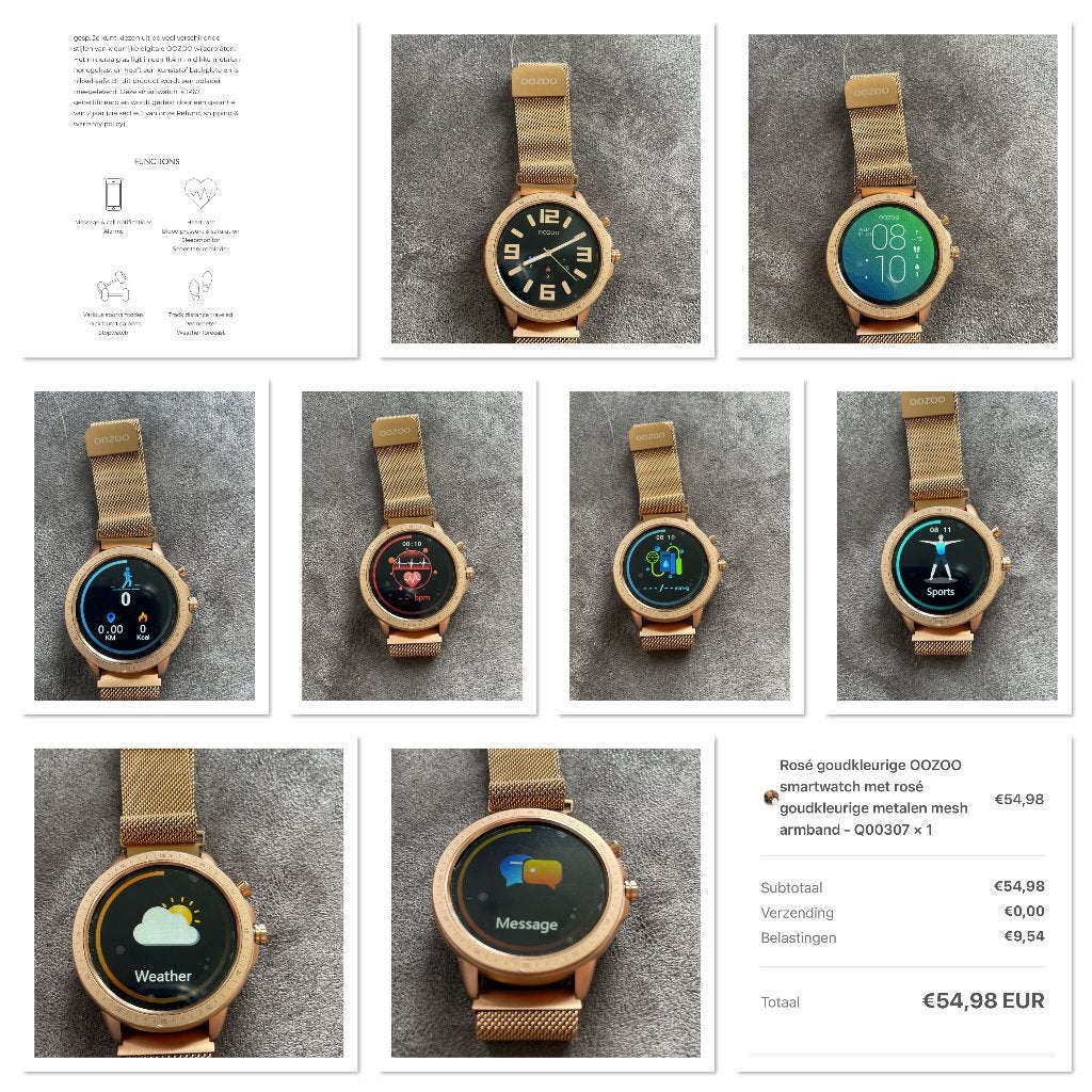 OOZOO smartwatch, Zwart, Ophalen of Verzenden, Zo goed als nieuw, Stappen