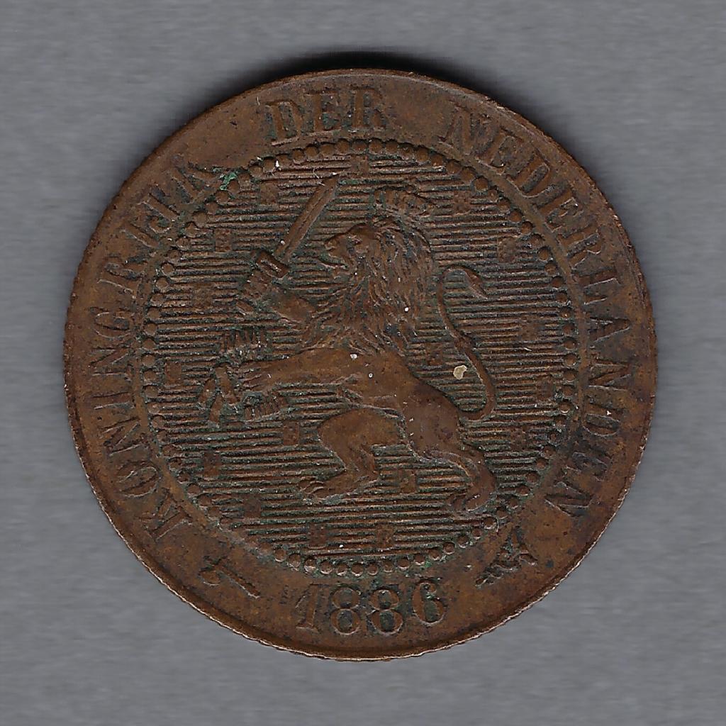 2 1/2 cent (halve stuiver) 1886 Willem III, Ophalen of Verzenden, Koning Willem III, Overige waardes, Losse munt