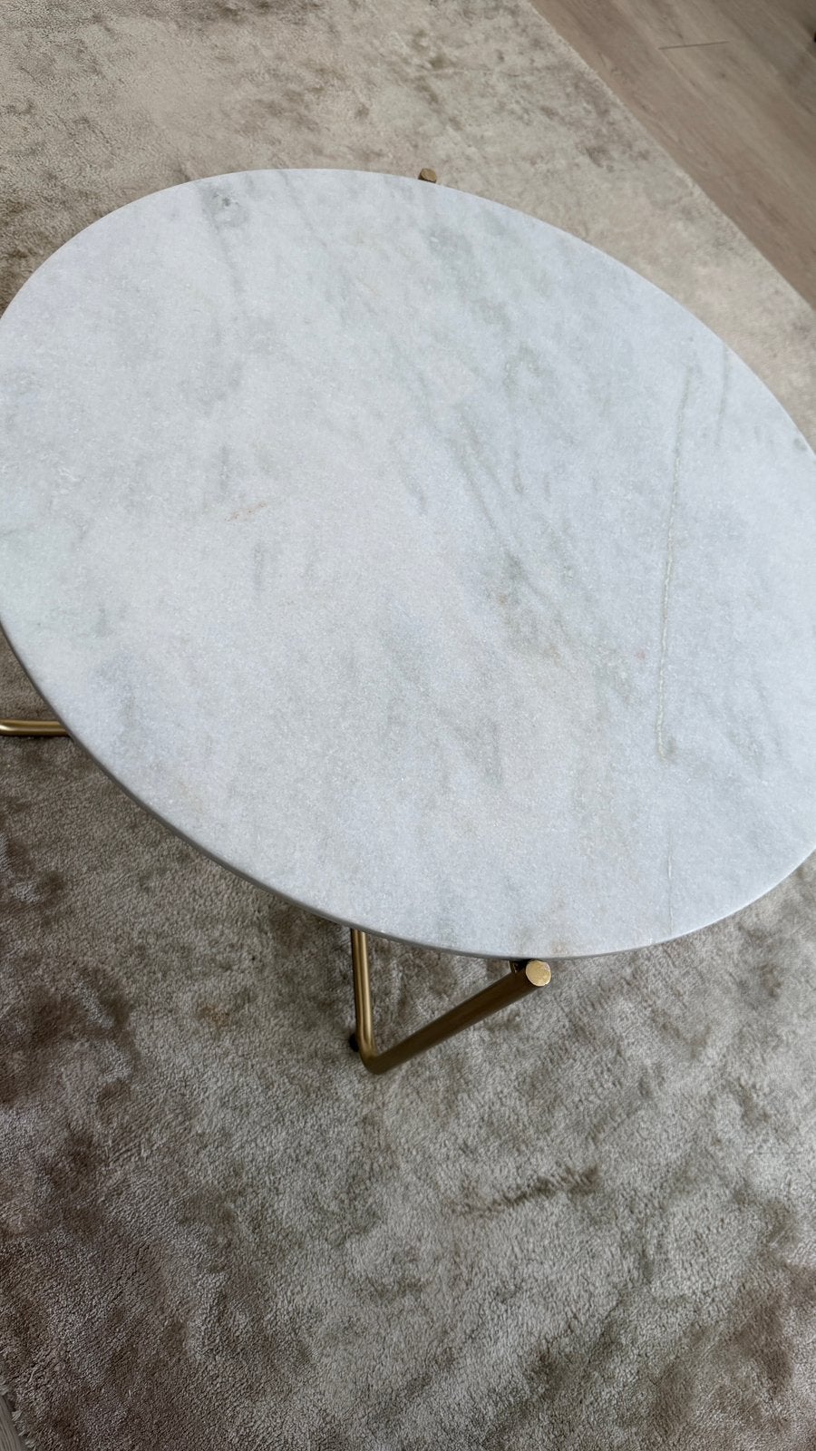 Marmeren salontafel diameter 65 hoogte 40.MET BARST, Ophalen, Zo goed als nieuw, Rond, 50 tot 100 cm