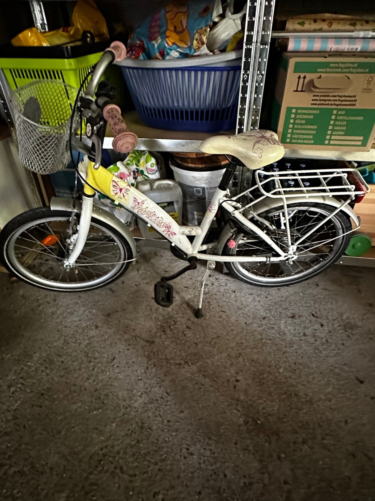 Meisjesfiets 20 inch met mandje en bagagedrager, Ophalen, Gebruikt, Terugtraprem, 16 tot 20 inch
