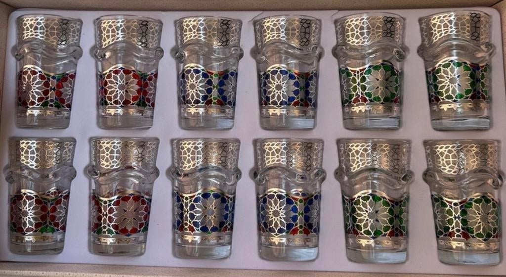12 unieke Marokkaanse theeglazen Nieuw, Huis en Inrichting, Glas of Glazen, Nieuw, Ophalen of Verzenden, Glas