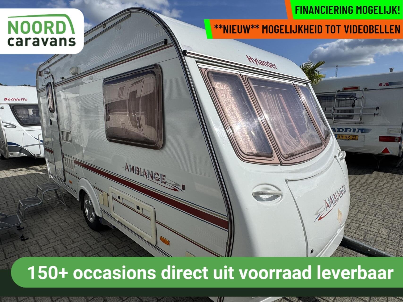 HYLANDER 410 AMBIANCE, ENKELE BEDDEN, VOORTENT,MOVER,, Caravans en Kamperen, Overige merken, Tot en met 2, Bedrijf, 750 - 1000 kg