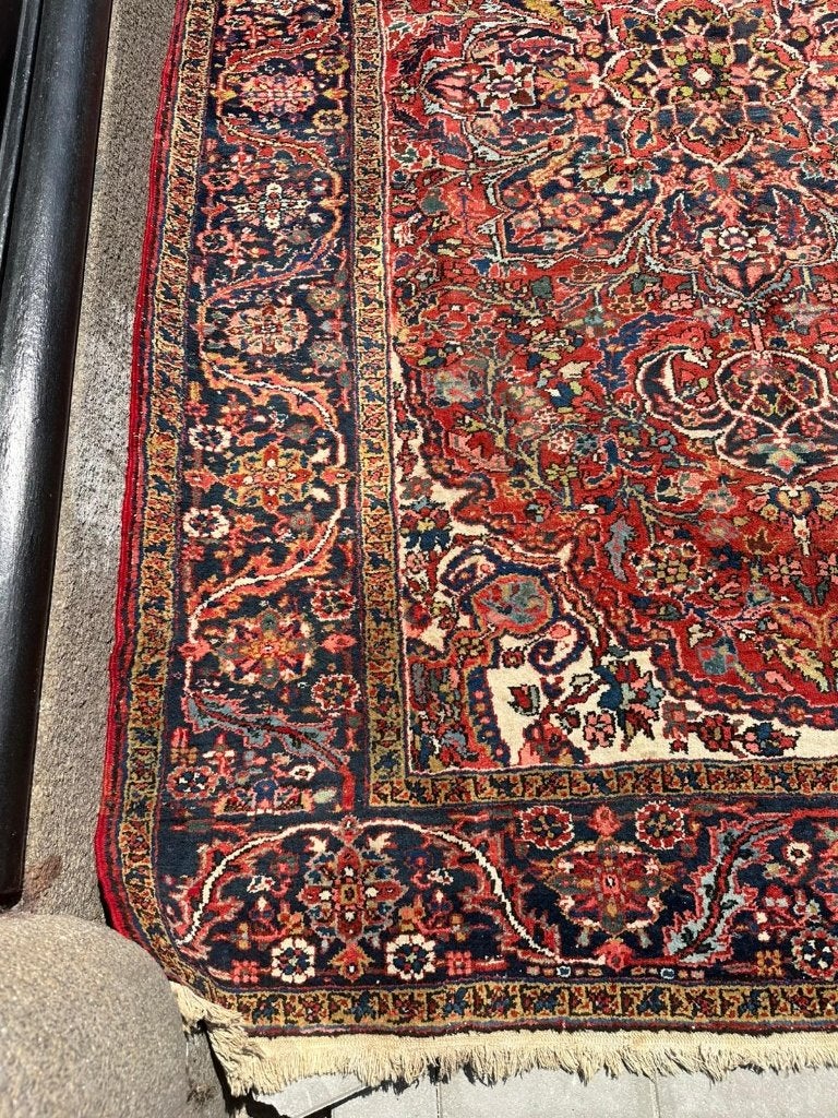 Prachtig Heriz tapijt 380290cm– krachtig geometrisch design, Wol, 200 cm of meer, Ophalen of Verzenden, Zo goed als nieuw