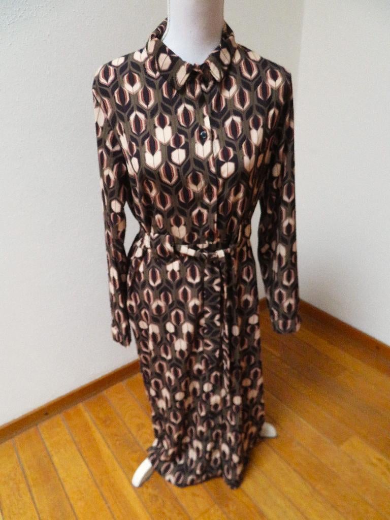 A19 SOPHIA hemdblouse jurk kreukvrij groen zwart M 38/40, Maat 38/40 (M), Sophia, Ophalen of Verzenden, Zo goed als nieuw