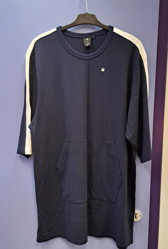 G-Star sportieve oversized jurk blauw wit sweaterdress 44495