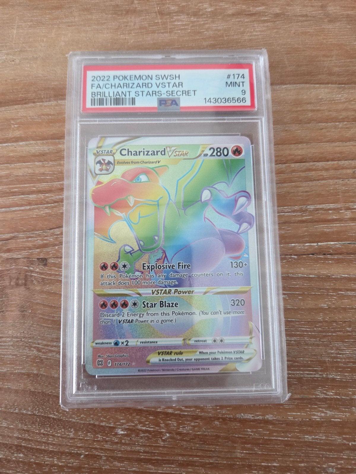 Charizard VSTAR SWSH FA Brilliant Stars Secret PSA 9, Verzenden, Zo goed als nieuw, Losse kaart