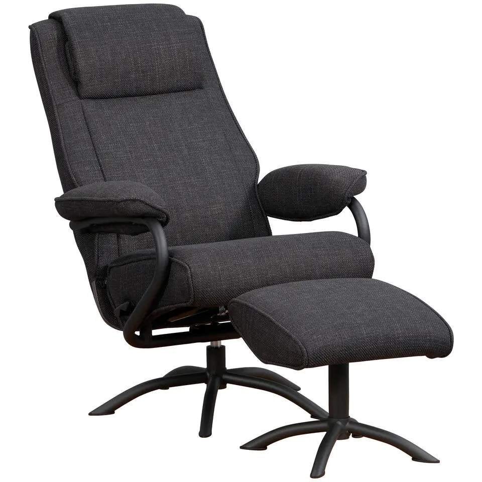 2 relaxfauteuils met losse hockers, Ophalen, Metaal, Minder dan 75 cm, Zo goed als nieuw