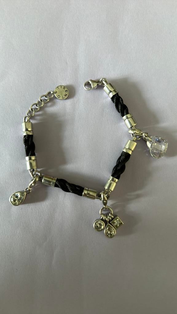 Tisento armband met bedels en kristallen, Verzenden, Zwart, Zo goed als nieuw, Met bedels of kralen