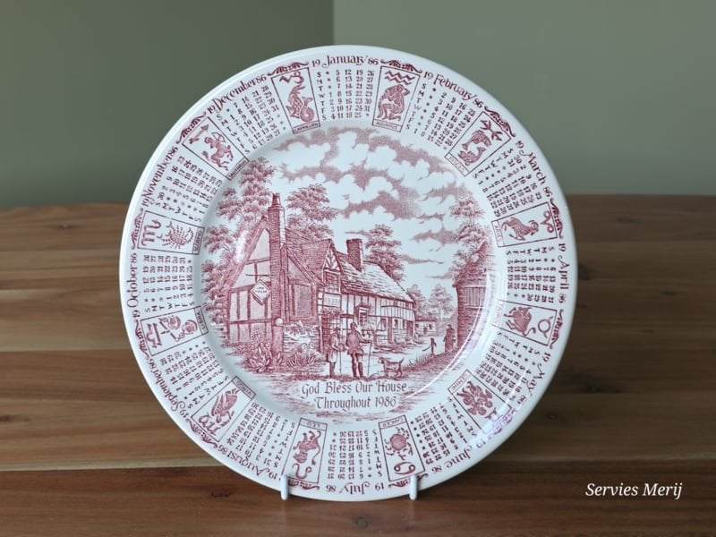 Engels rood English Tableware EIT dinerbord jaarbord 1986, Antiek en Kunst, Verzenden