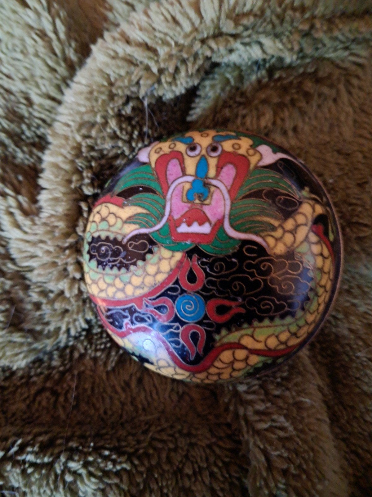 Chinees Cloisonné Emaille Doosje Draak met Hemelse Parel, Ophalen of Verzenden