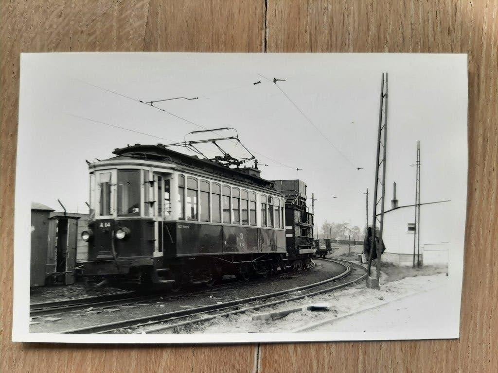 originele fotokaart Amsterdam Noord tram A14, terrein?, 1956, Ophalen of Verzenden, 1940 tot 1960, Ongelopen, Noord-Holland