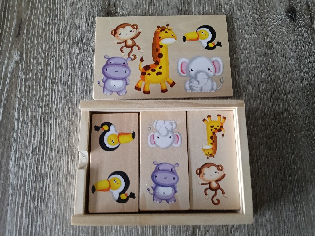 Te koop: Houten dieren domino, Ophalen of Verzenden, Zo goed als nieuw