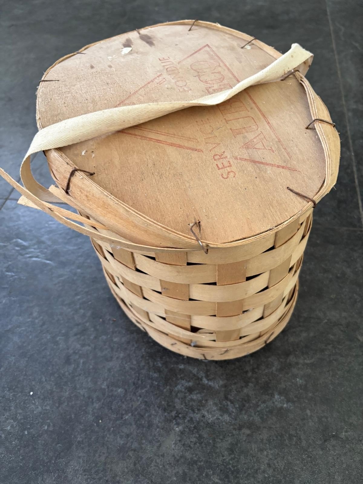 Vintage houten gevlochten hoedendoos, ca. 1943, Ophalen of Verzenden