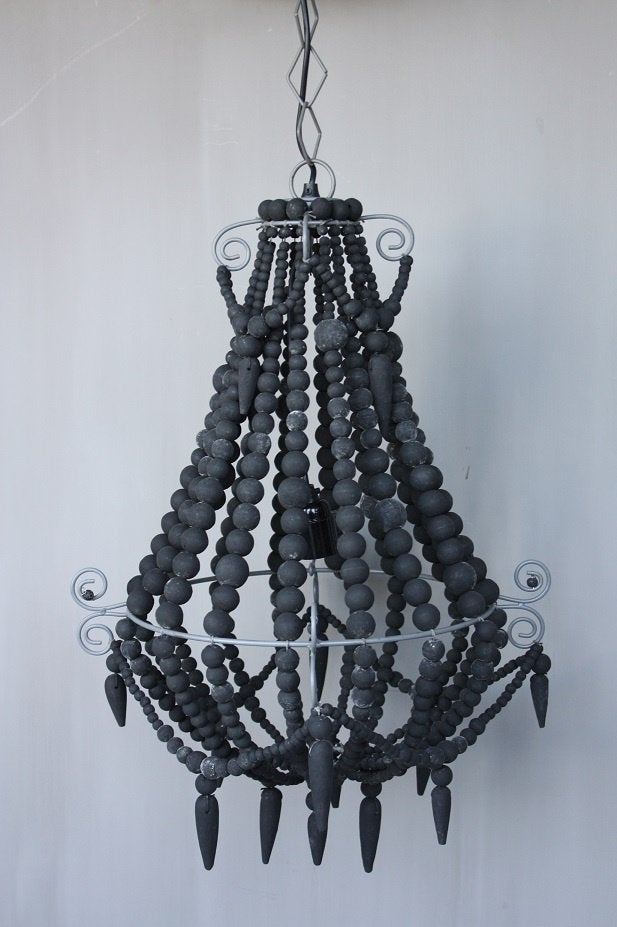 Bohemian Houten Kralen Kroonluchter Vintage Style Hanglamp, Huis en Inrichting, 50 tot 75 cm, Nieuw, Ophalen of Verzenden, Vintage Boho Landelijk Ibiza Kleurrijk Werelds Sober Stoer Uniek