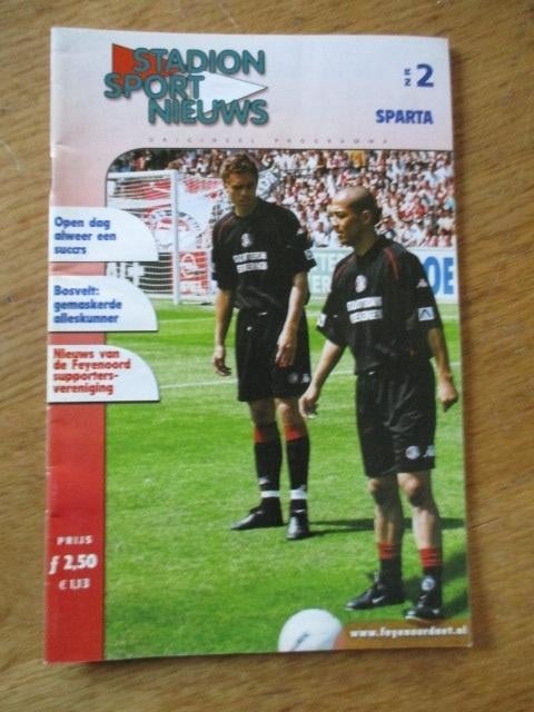 Programmaboekje 2 Feyenoord - Sparta 19 augustus 2001, Ophalen of Verzenden, Gelezen, Watersport en Hengelsport