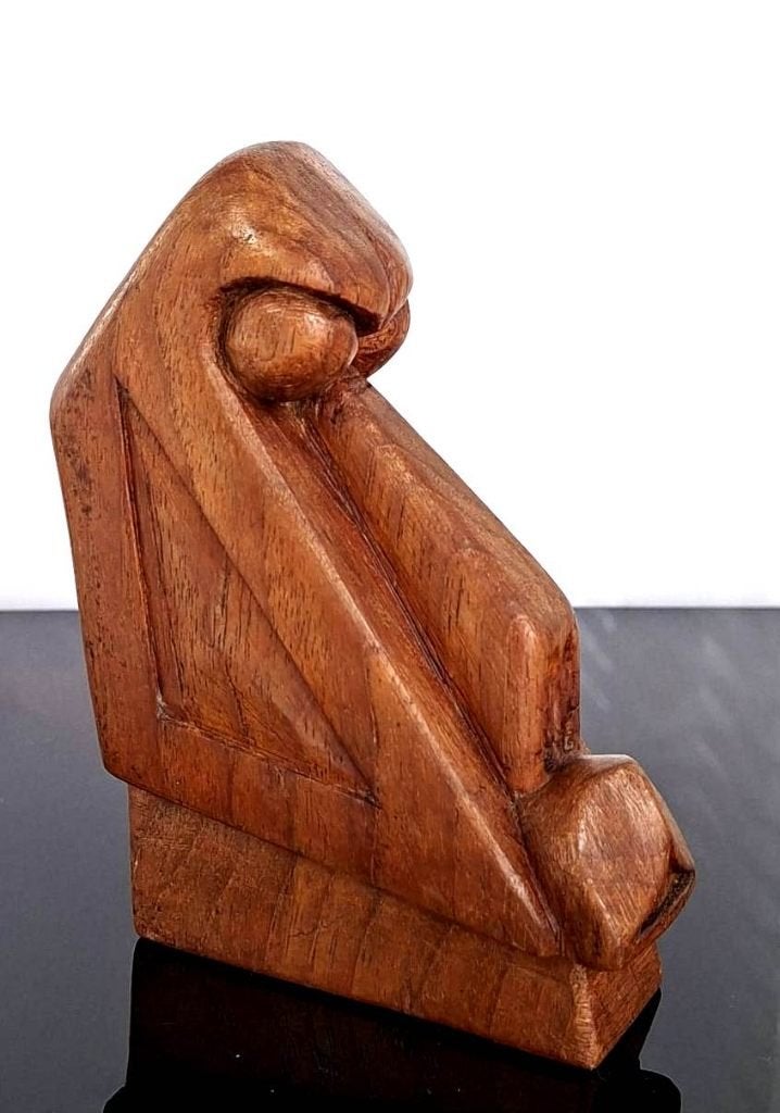Prachtig Art Deco Houten Beeld Amsterdamse School Baviaan #2, Antiek en Kunst, Art deco, Buste, Ophalen of Verzenden, Handgemaakt