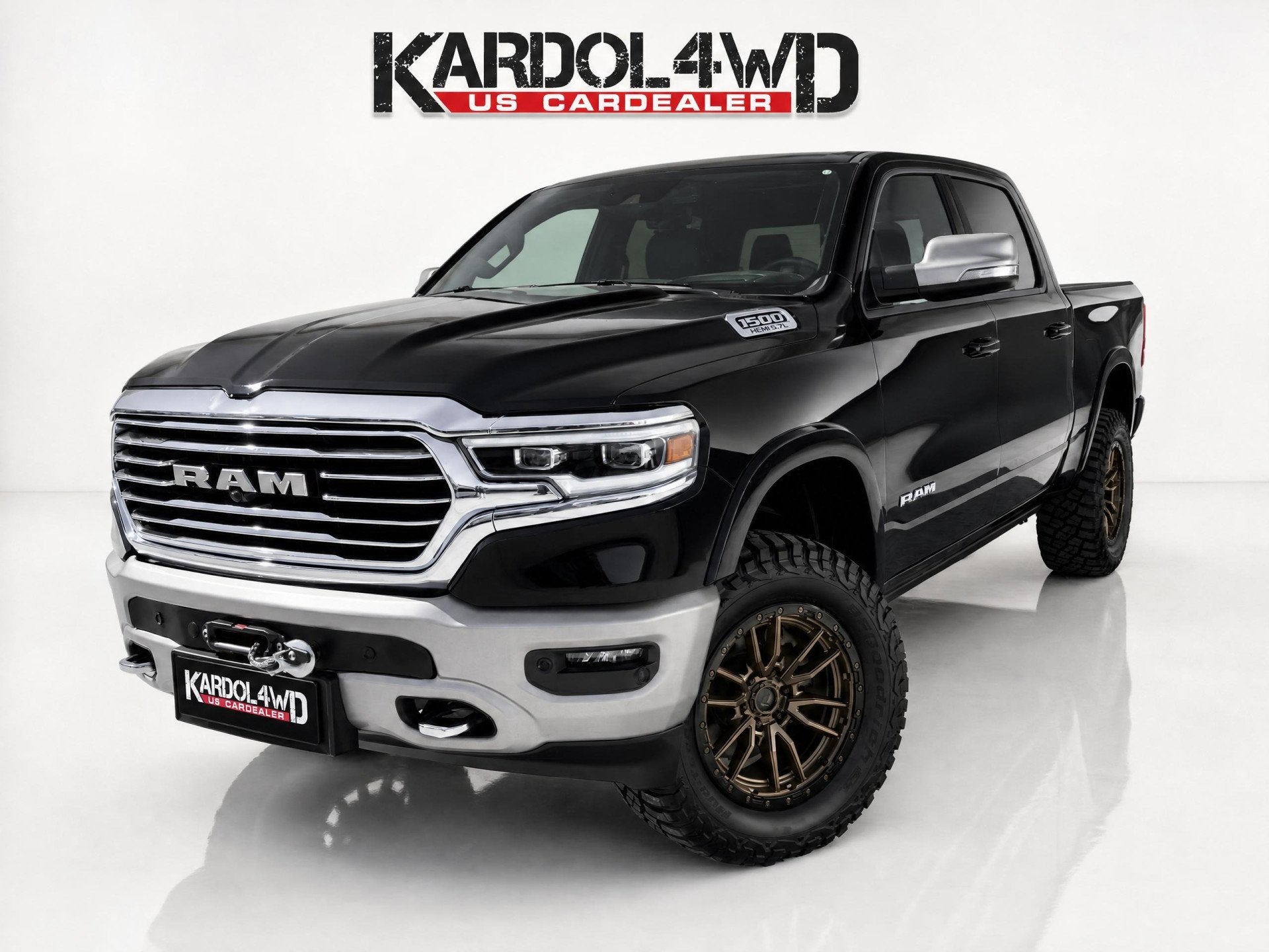 Dodge Ram 1500 5.7 V8 4x4 Crew Cab Longhorn | Bakflip | Incl, Automaat, 5654 cc, 402 pk, Zwart