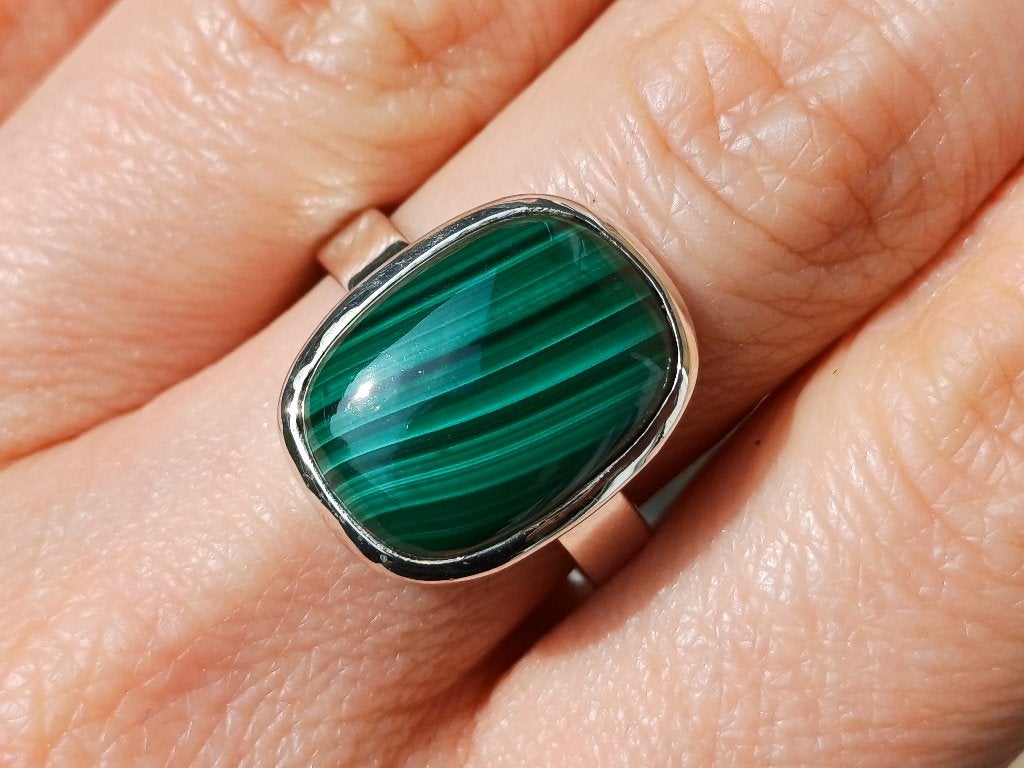 Vanoli 925 zilveren ring met malachiet maat 18,25, Sieraden, Tassen en Uiterlijk, Ringen, Daiva1973@hotmail.com, 18 tot 19, Vanoli